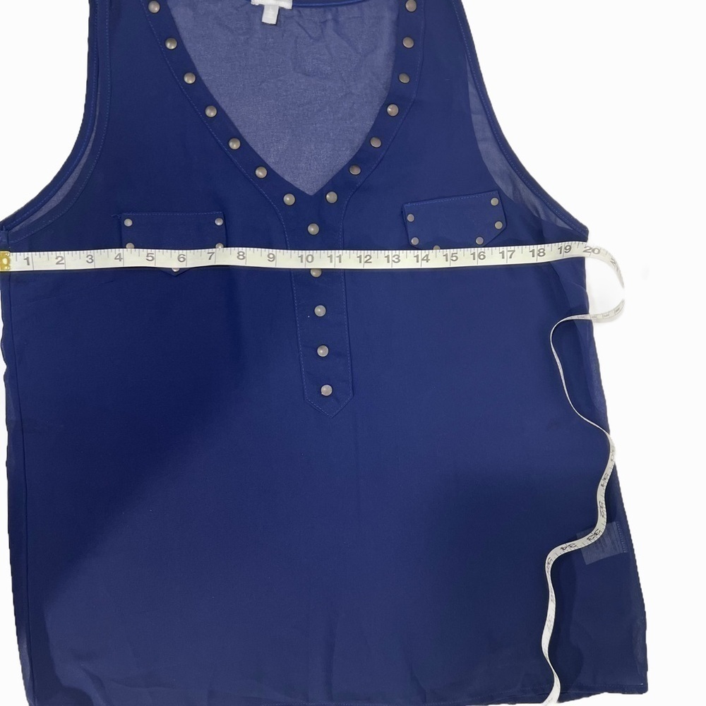 charlotte ruse Navy Blue Sheer V Necked Top Women’s size Large - Picture 4 of 6